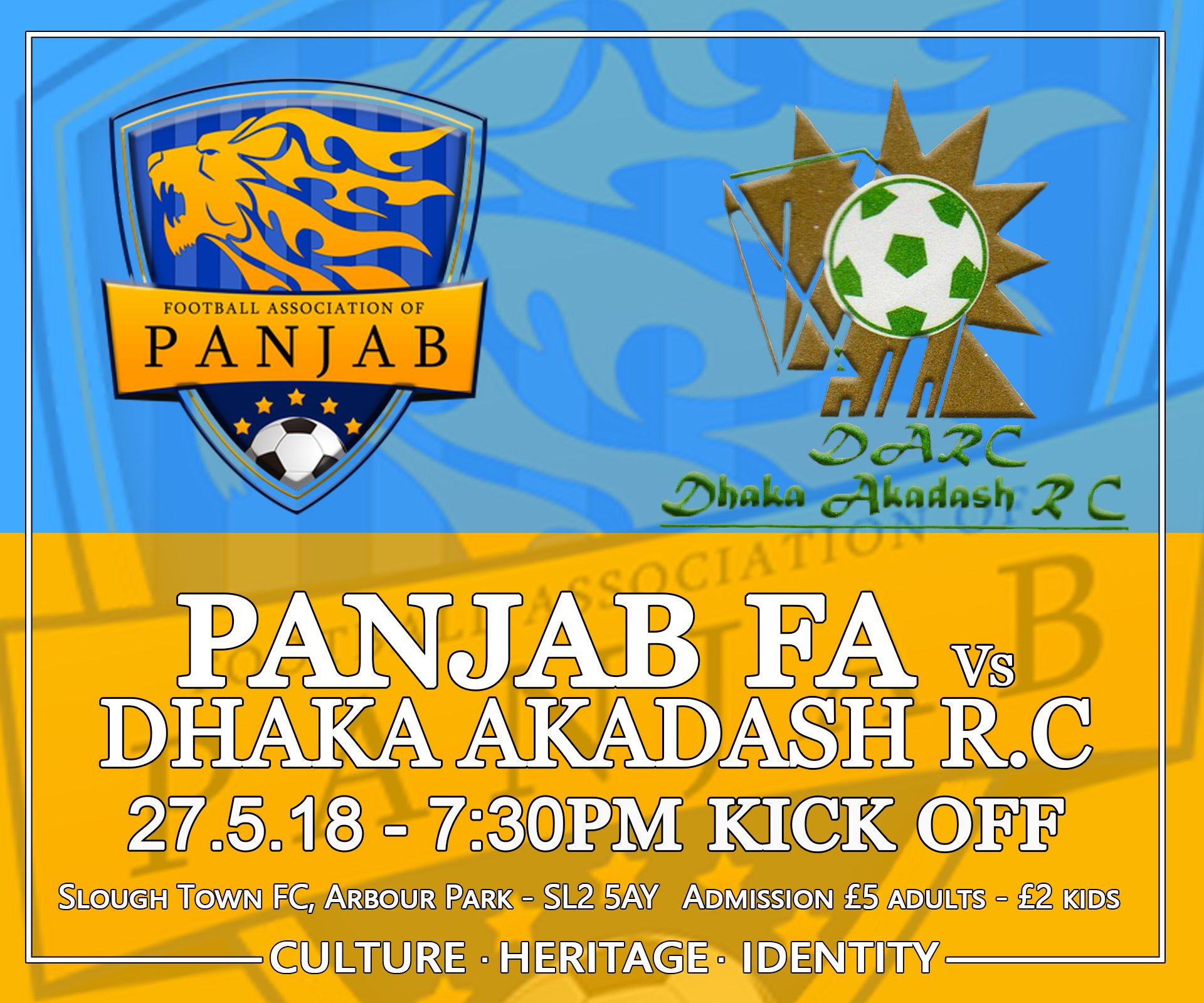 PANJAB VS DHAKA AKADASH R.C. OF BANGLADESH AT SLOUGH TOWN FC